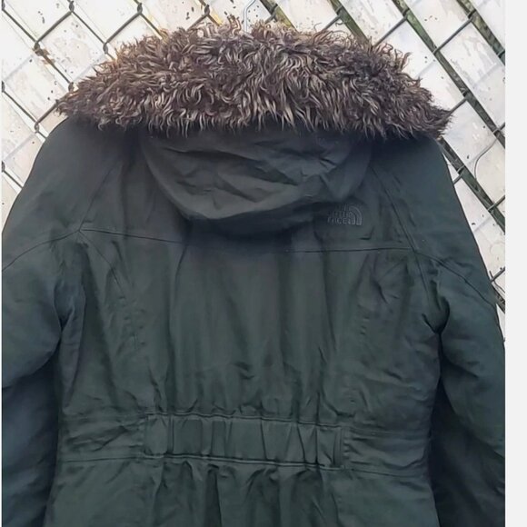 THE NORTH FACE Arctic Parka Goose Down Long Olive Green Puffer Coat Hood Women S - Picture 10 of 16